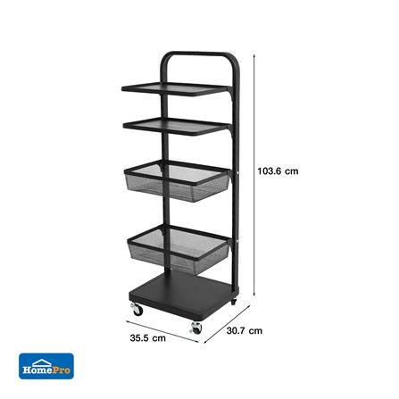 ชั้นวาง 5 ชั้น มีล้อ STACKO BRISK 35.5x30.7x103.6 ซม. สีดำ_8