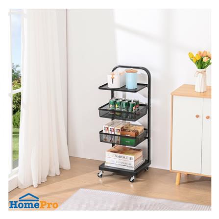 ชั้นวาง 4 ชั้น มีล้อ STACKO BRISK 35.5x30.7x89.6 ซม. สีดำ_6