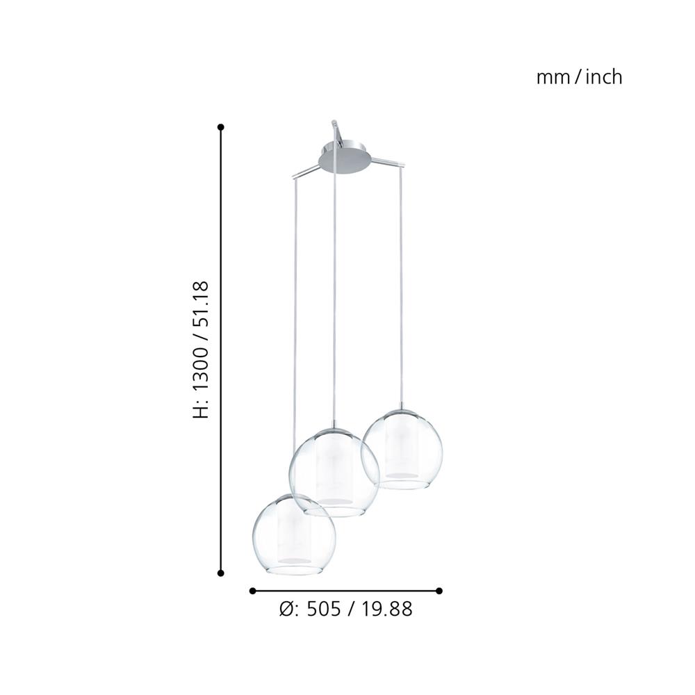 ไฟช่อ EGLO BOLSANO 92762 สีใส/เงิน 3 หัว