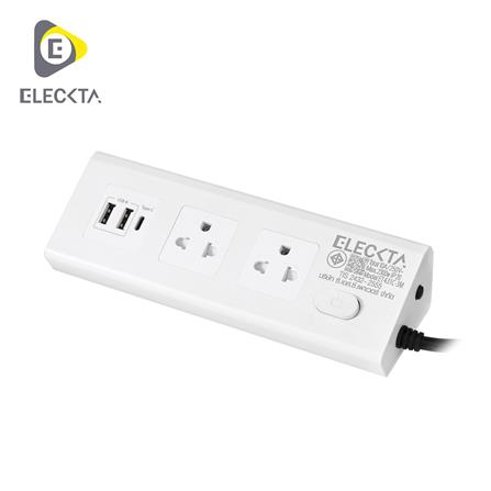 รางปลั๊กไฟ 2 ช่อง 1 สวิตช์ 2 USB 1 Type-C ELECKTA ET431C 3 ม. สีขาว