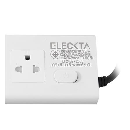 รางปลั๊กไฟ 2 ช่อง 1 สวิตช์ 2 USB 1 Type-C ELECKTA ET431C 3 ม. สีขาว_10