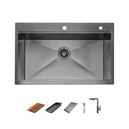 ซิงค์ฝัง 1 หลุม MEX ST821GM สีเทาดำ_0