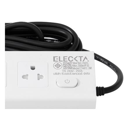 รางปลั๊กไฟ 3 ช่อง 1 สวิตช์ 2 USB 1 Type-C ELECKTA ET441C-3M 3 ม. สีขาว_8