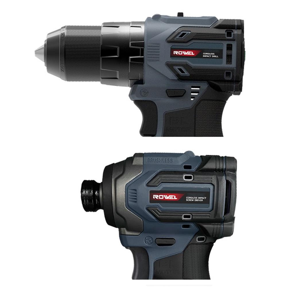ชุดสว่านและไขควงกระแทกไร้สาย (พร้อมแบตเตอรี่) ROWEL RW-PT-CSD201 20 โวลต์