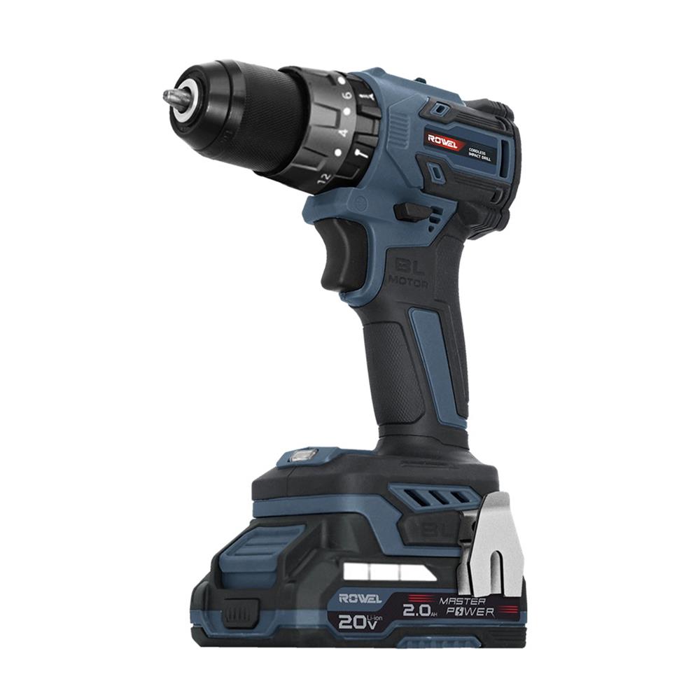 สว่านกระแทกไร้สาย (พร้อมแบตเตอรี่) ROWEL RW-PT-DBD500 20 โวลต์