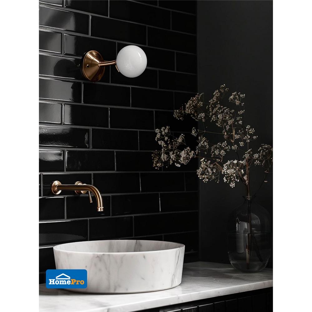 กระเบื้องผนัง 10x30 ซม. TARA กลอสซี่ แบล็ค A 0.99 ตร.ม.