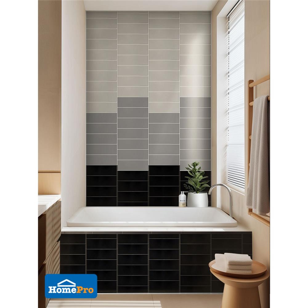 กระเบื้องผนัง 10x30 ซม. TARA กลอสซี่ แบล็ค A 0.99 ตร.ม.