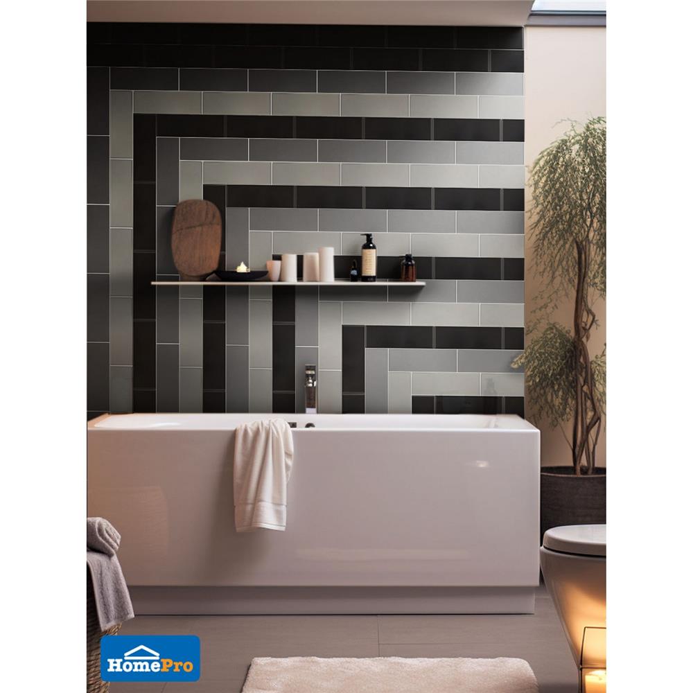 กระเบื้องผนัง 10x30 ซม. TARA กลอสซี่ แบล็ค A 0.99 ตร.ม.