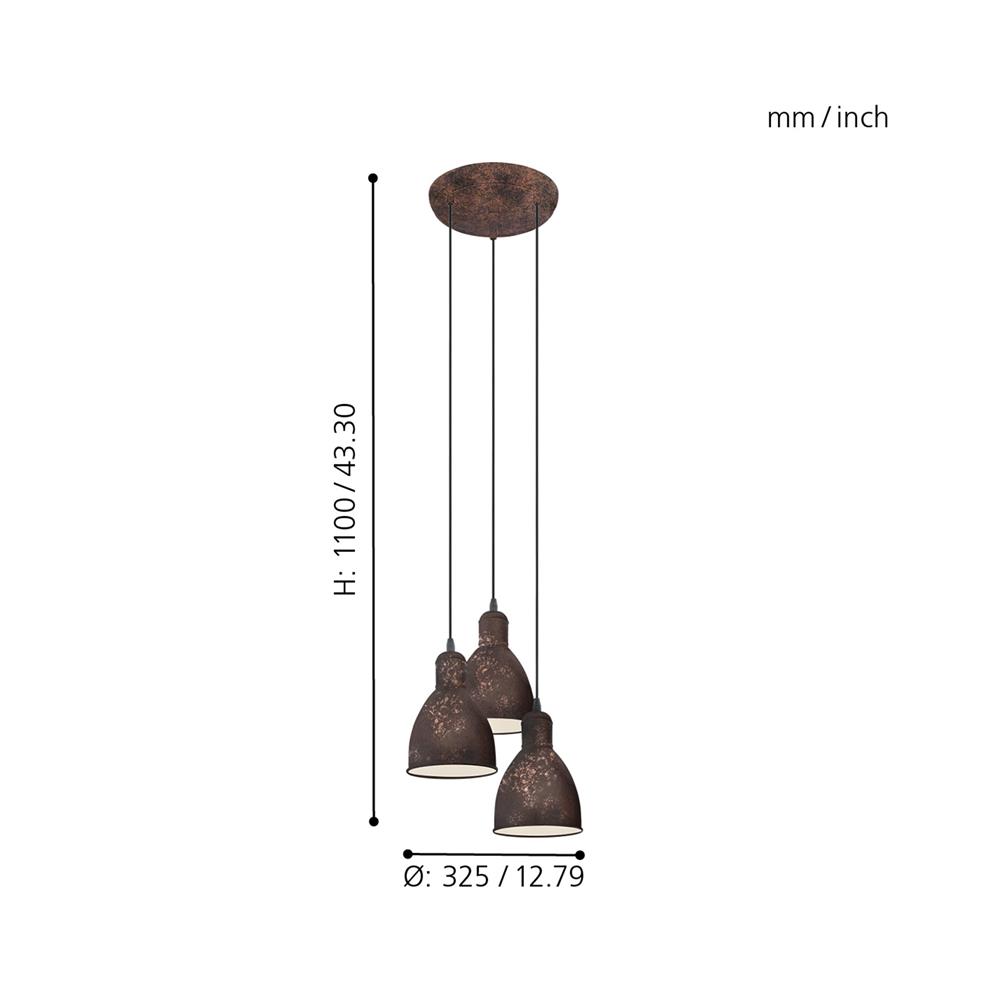 ไฟช่อ EGLO PRIDDY 1 49493 สีทองแดง 3 หัว