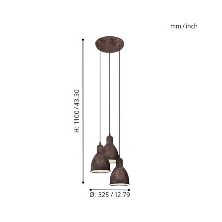 ไฟช่อ EGLO PRIDDY 1 49493 สีทองแดง 3 หัว_3