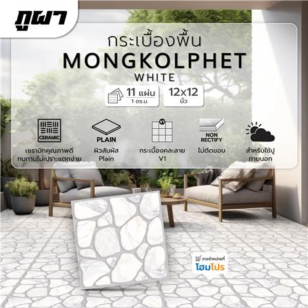 กระเบื้องพื้น 12x12 นิ้ว ภูผา มงคลเพชร ขาว 1 ตร.ม._5