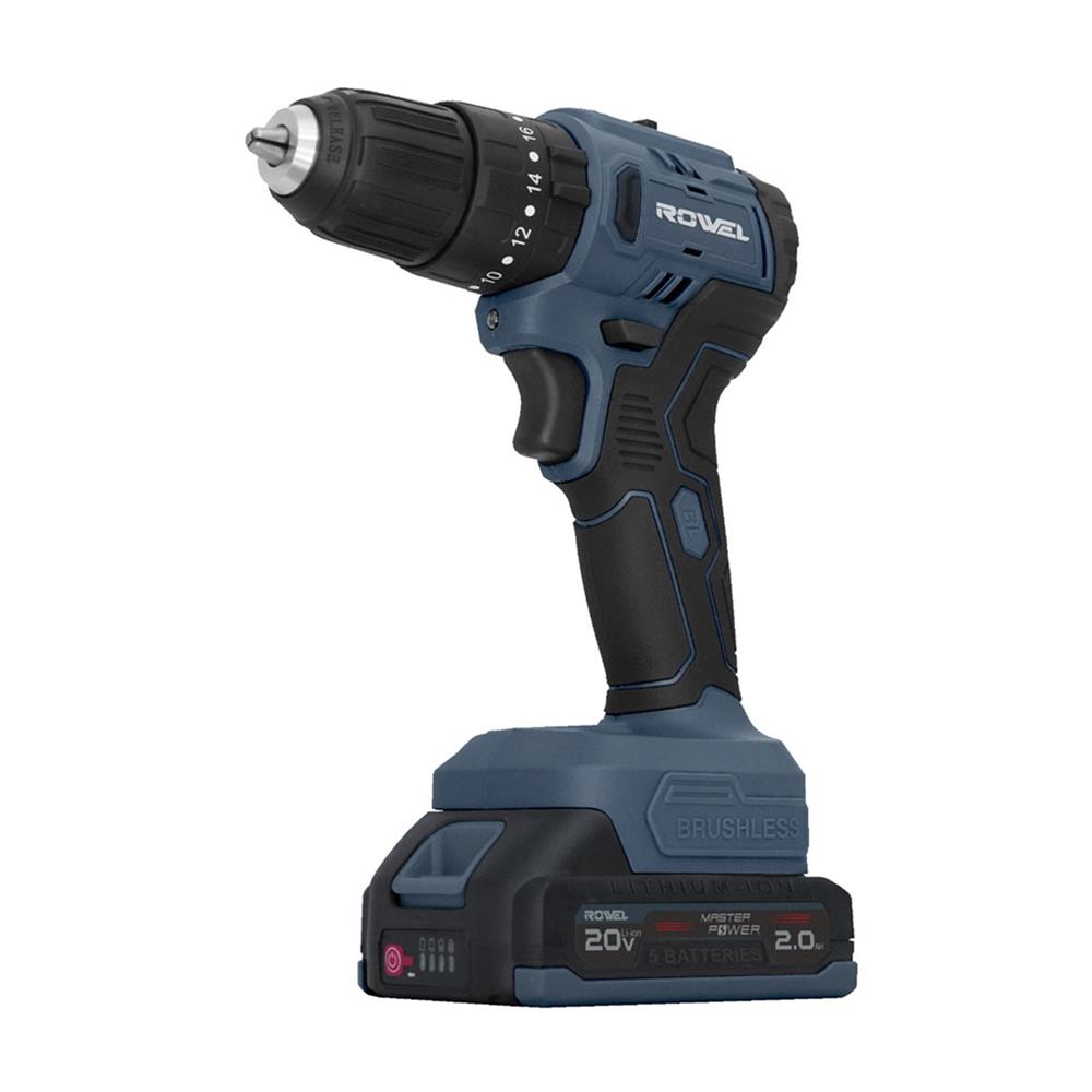 สว่านกระแทกไร้สาย (พร้อมแบตเตอรี่) ROWEL RW-PT-DBDC500 20 โวลต์