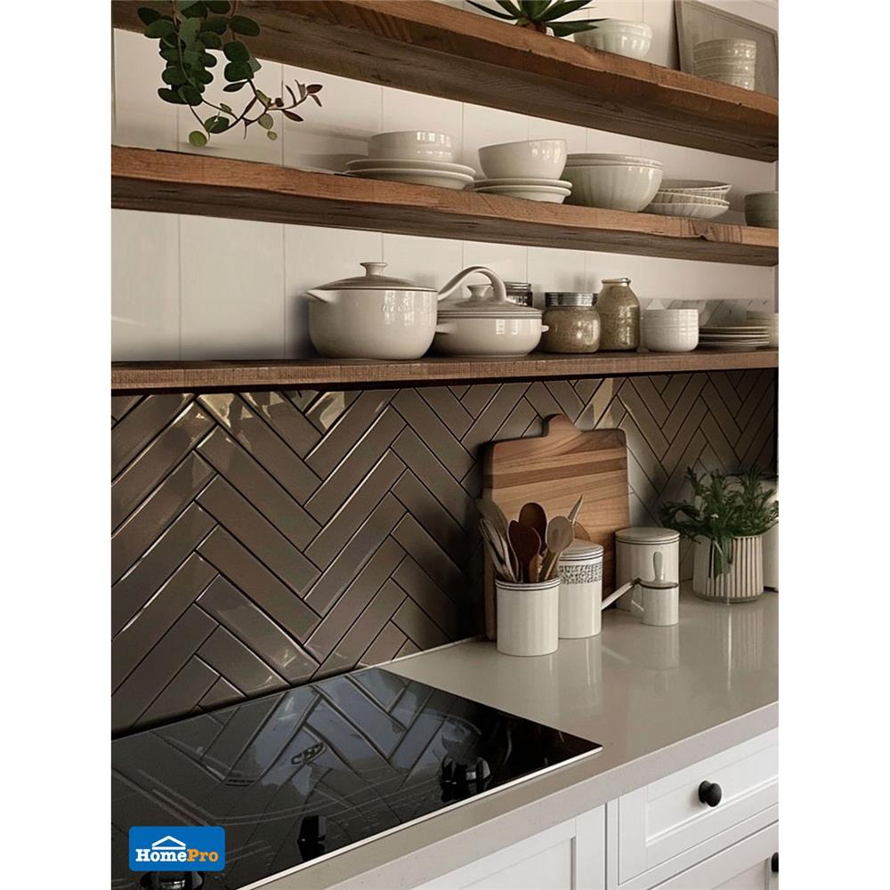 กระเบื้องผนัง 10x30 ซม. TARA กลอสซี่ เทาเข้ม A 0.99 ตร.ม.