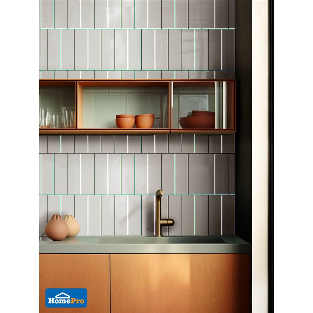 กระเบื้องผนัง 10x30 ซม. TARA กลอสซี่ เทาอ่อน A 0.99 ตร.ม.