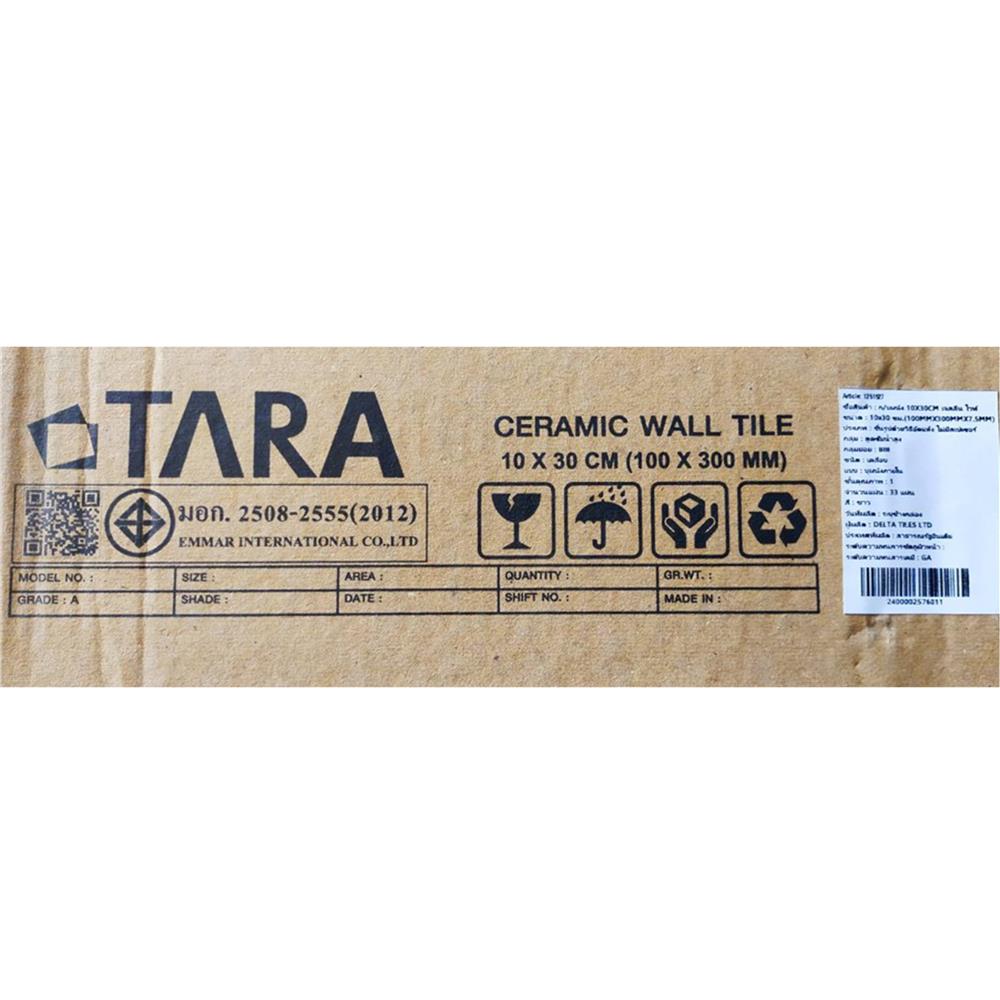 กระเบื้องผนัง 10x30 ซม. TARA เจสลีน ไวท์ A 0.99 ตร.ม.