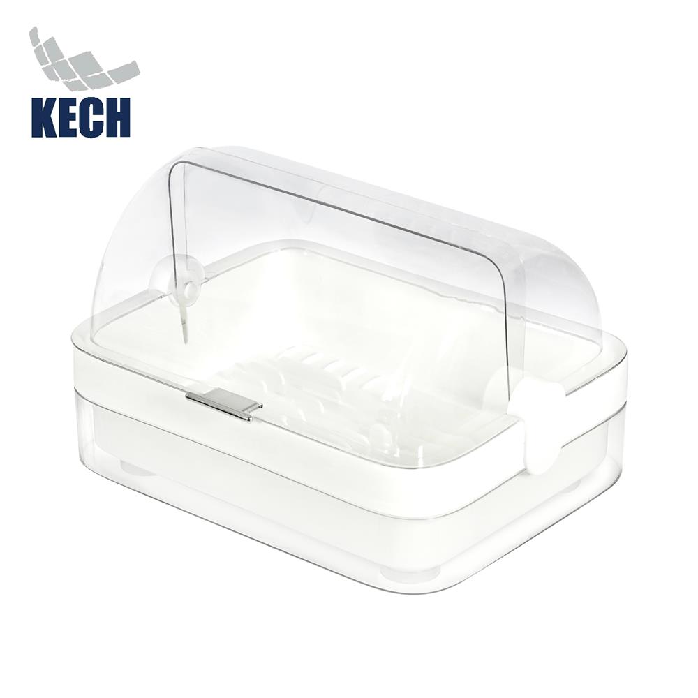 ชั้นคว่ำจานพลาสติกฝาครอบใส KECH IVORY_0