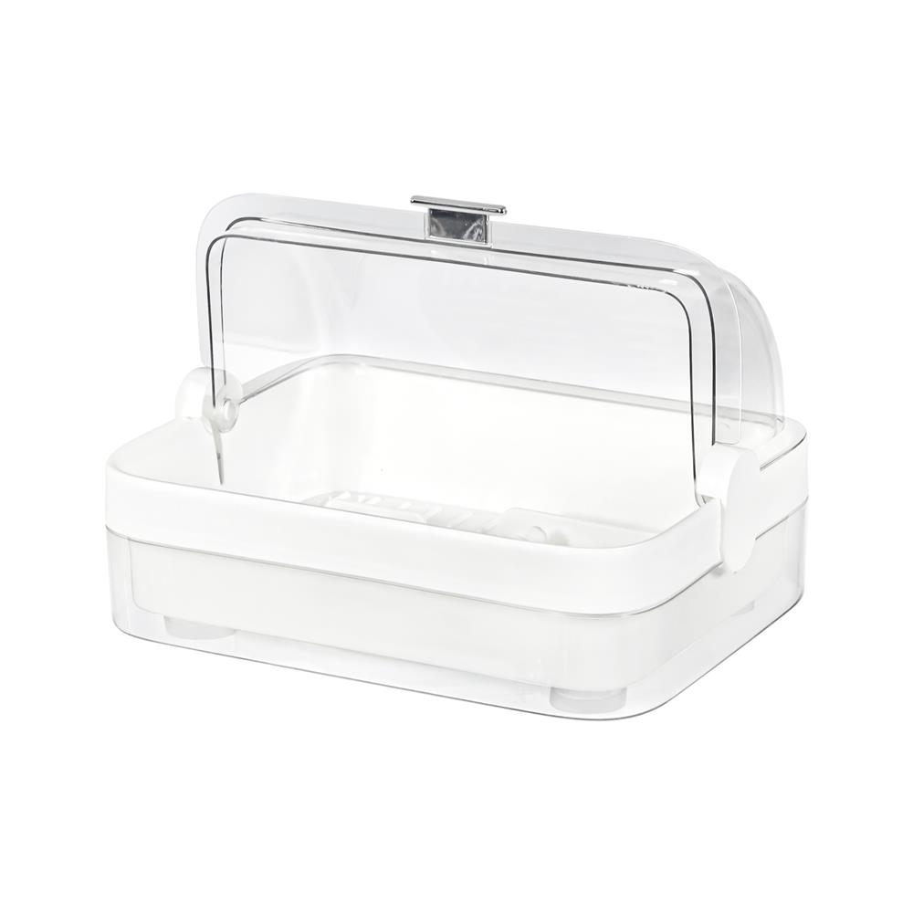 ชั้นคว่ำจานพลาสติกฝาครอบใส KECH IVORY