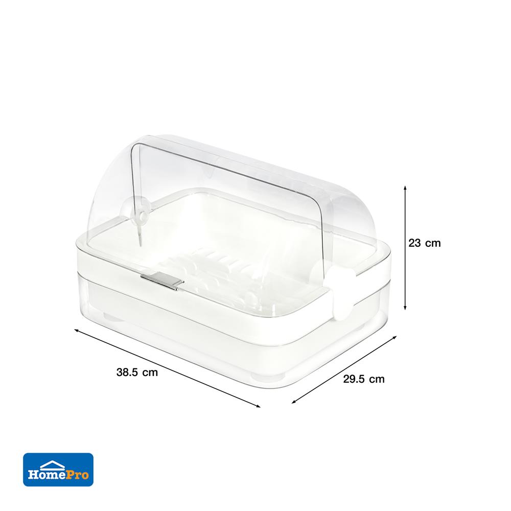 ชั้นคว่ำจานพลาสติกฝาครอบใส KECH IVORY