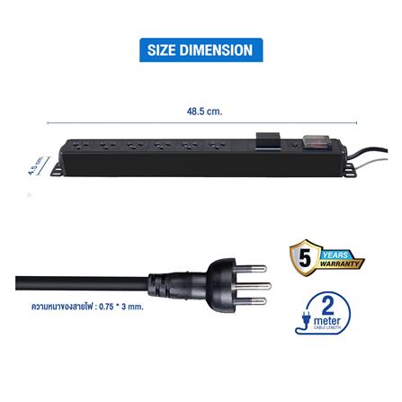 รางปลั๊กไฟตู้ RACK 6 ช่อง 1 สวิตซ์ GLINK GPDU-08K 5 ม._9