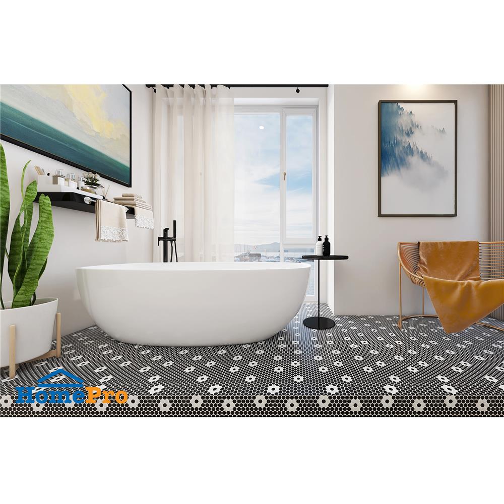 โมเสคพอร์ซเลน 30x30 ซม. GLASCERA ราวนด์ แพทเทิร์น 4 สีทูโทน