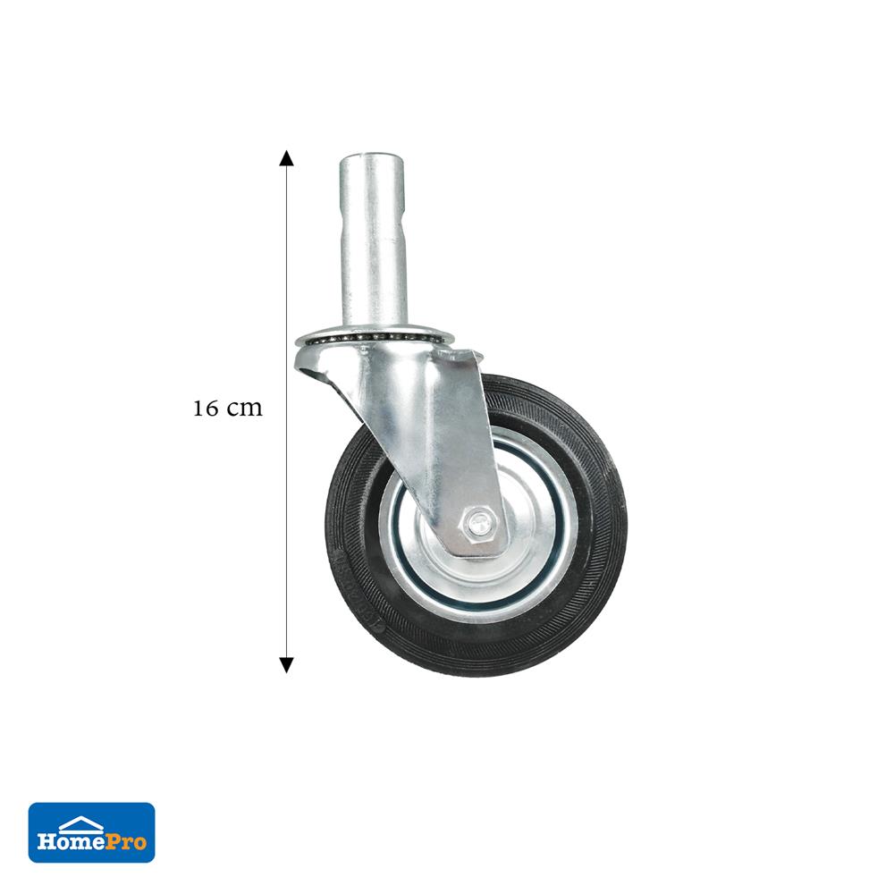 ลูกล้อนั่งร้านยาง DEXZON เดือยหมุน ไม่มีเบรก 6 นิ้ว สีดำ