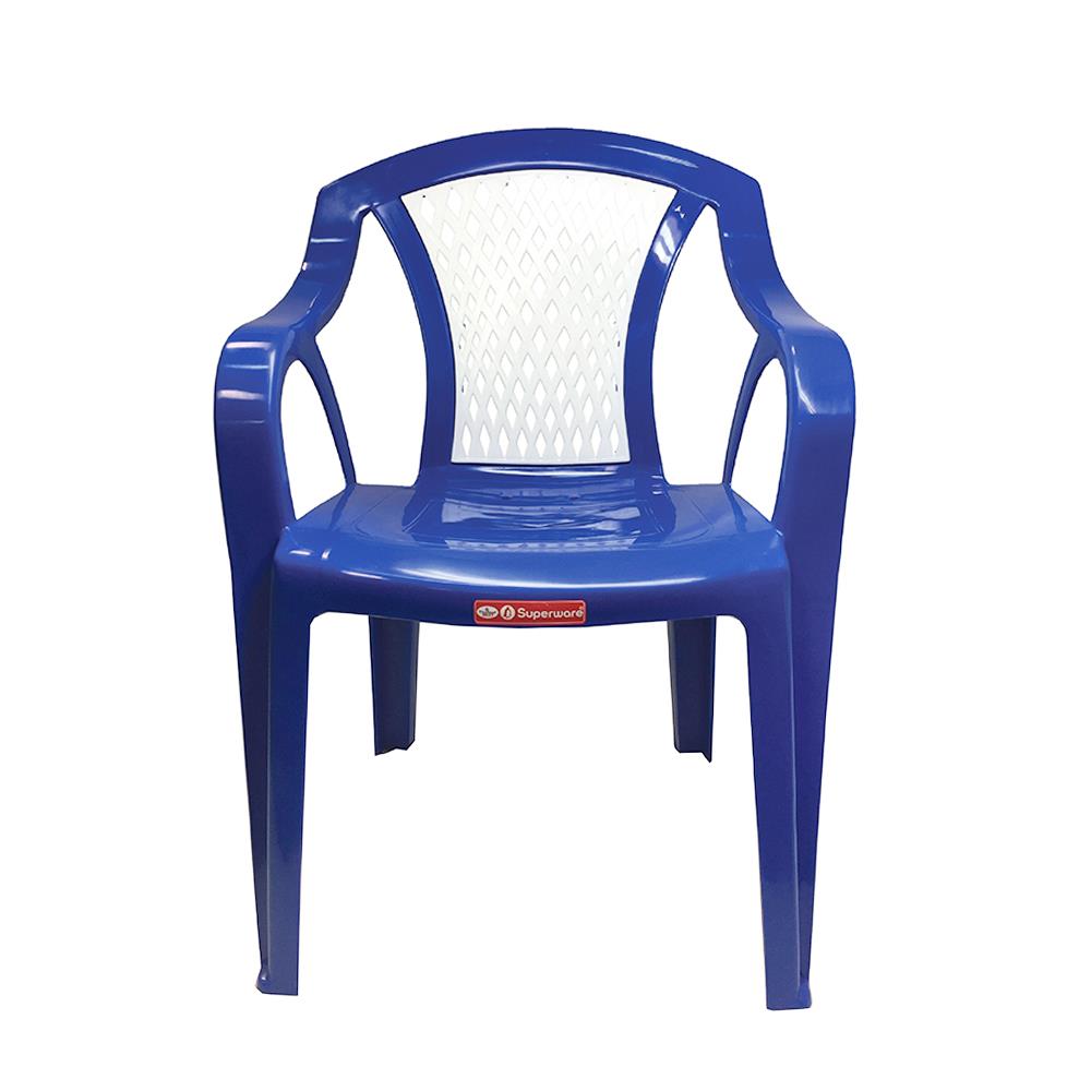 เก้าอี้พลาสติก SUPERWARE CH-52 สีขาว/น้ำเงิน