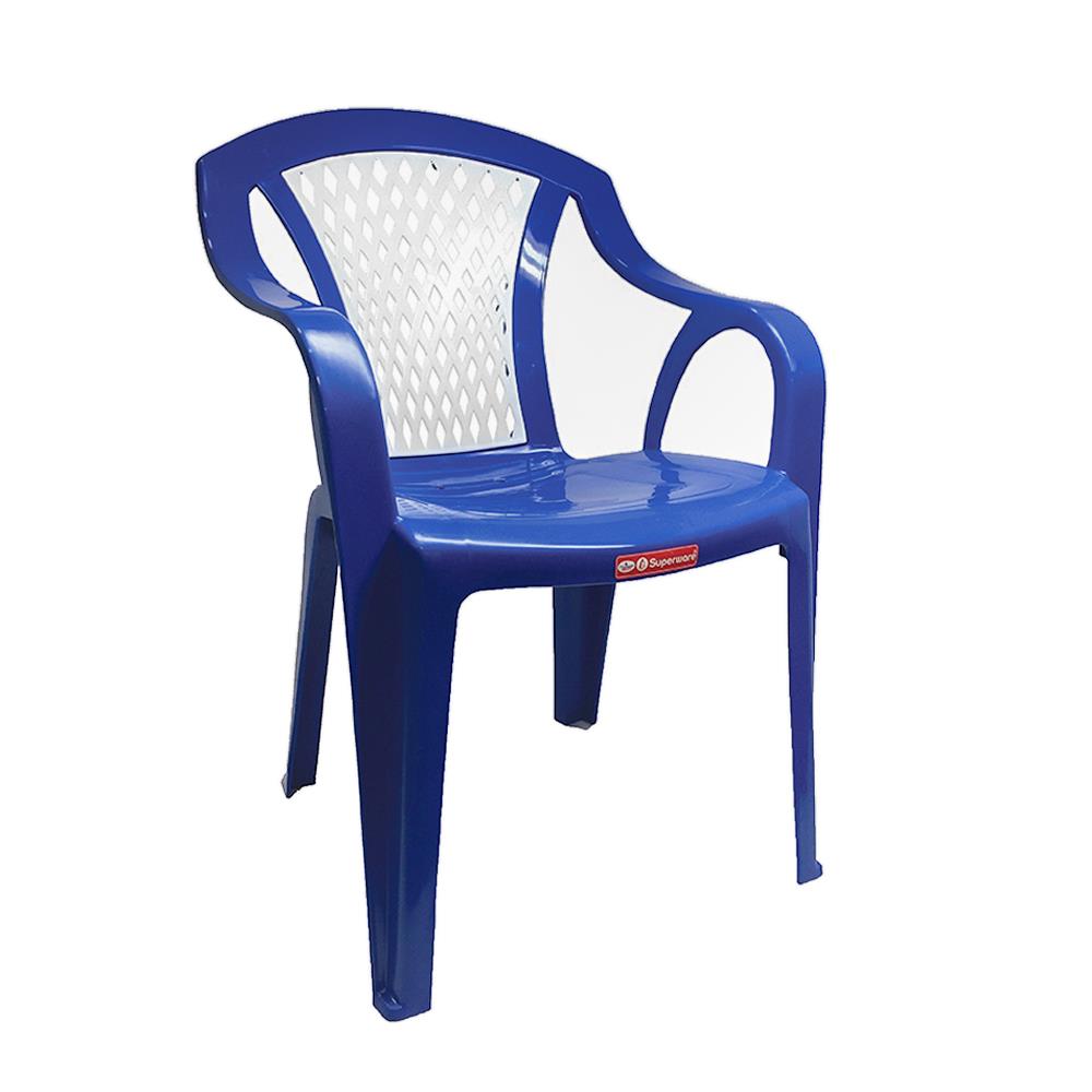เก้าอี้พลาสติก SUPERWARE CH-52 สีขาว/น้ำเงิน