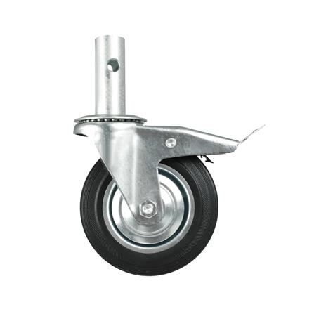 ลูกล้อนั่งร้านยาง DEXZON เดือยหมุน มีเบรก 6 นิ้ว สีดำ_0