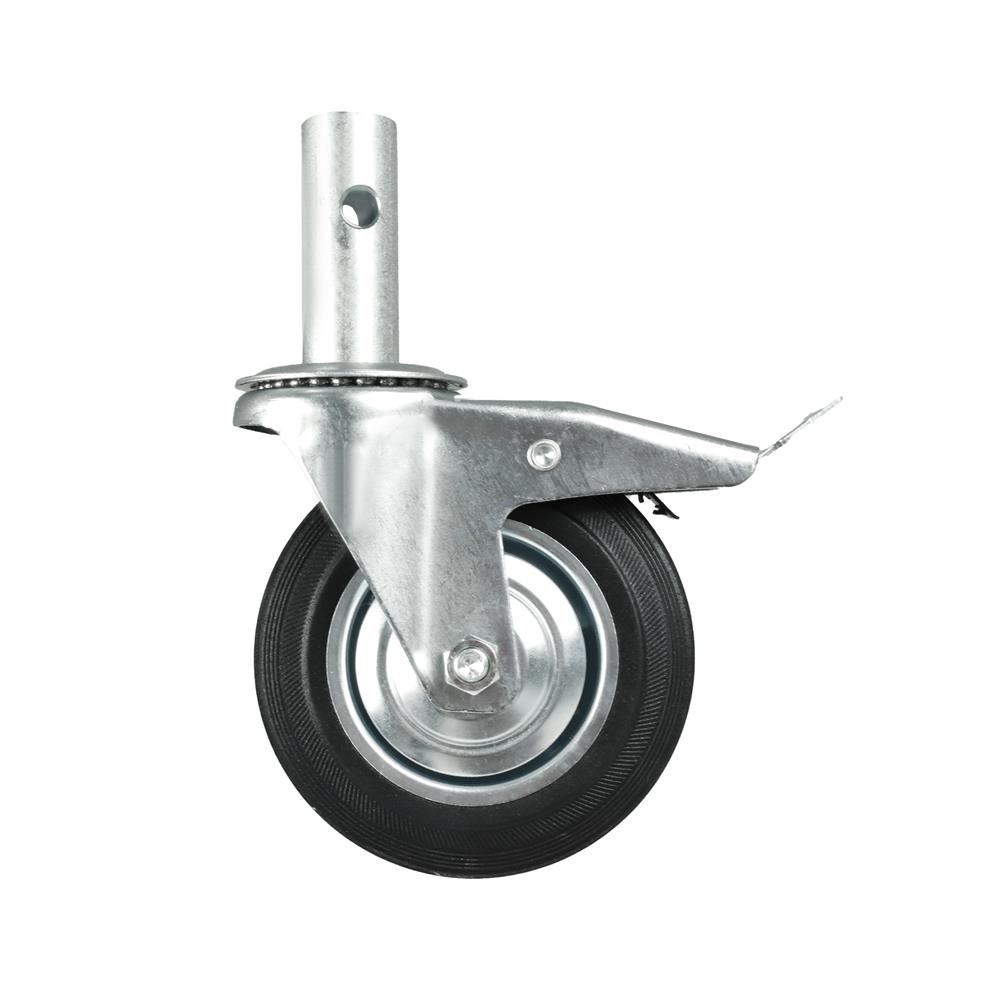 ลูกล้อนั่งร้านยาง DEXZON เดือยหมุน มีเบรก 8 นิ้ว สีดำ