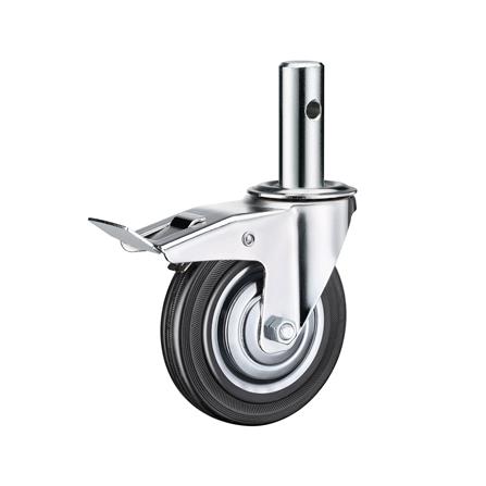 ลูกล้อนั่งร้านยาง DEXZON เดือยหมุน มีเบรก 8 นิ้ว สีดำ_1