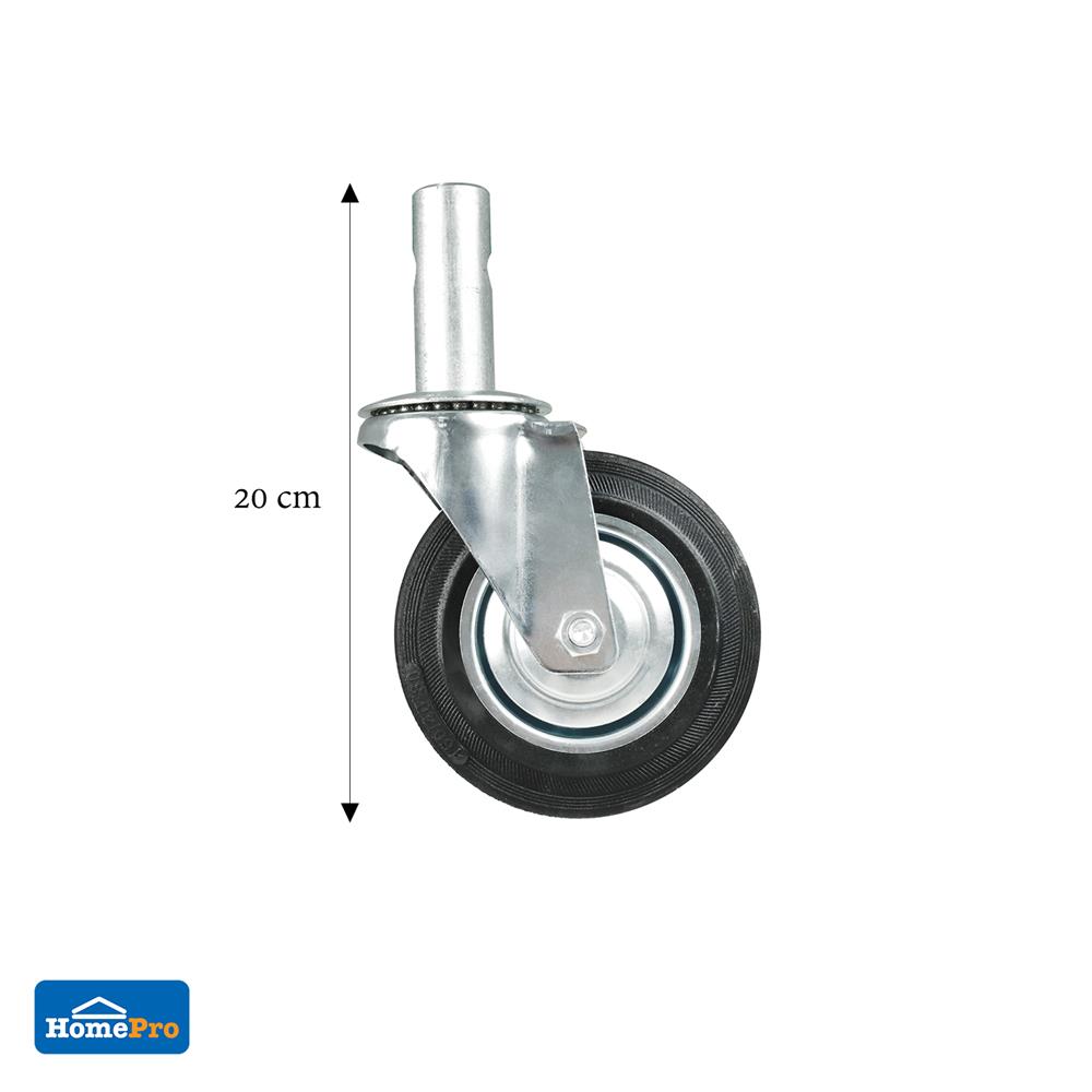 ลูกล้อนั่งร้านยาง DEXZON เดือยหมุน ไม่มีเบรก 8 นิ้ว สีดำ