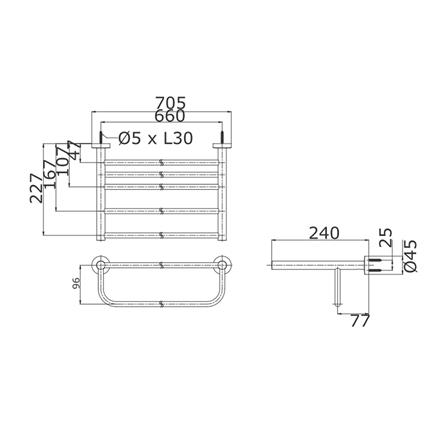 ราวแขวนผ้า TOTO TTAR710K สีโครม_1