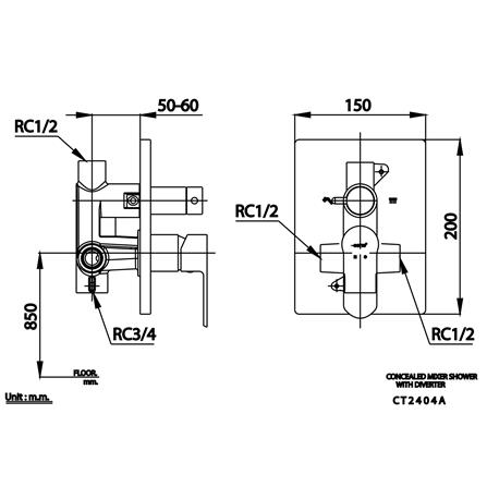 วาล์วฝังกำแพงผสม COTTO CT2404A สีโครม_2