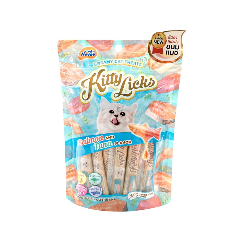 ขนมแมวเลีย NOVEE SALMON TUNA FLAVOR 15 ก. แพ็ก 25 ชิ้น