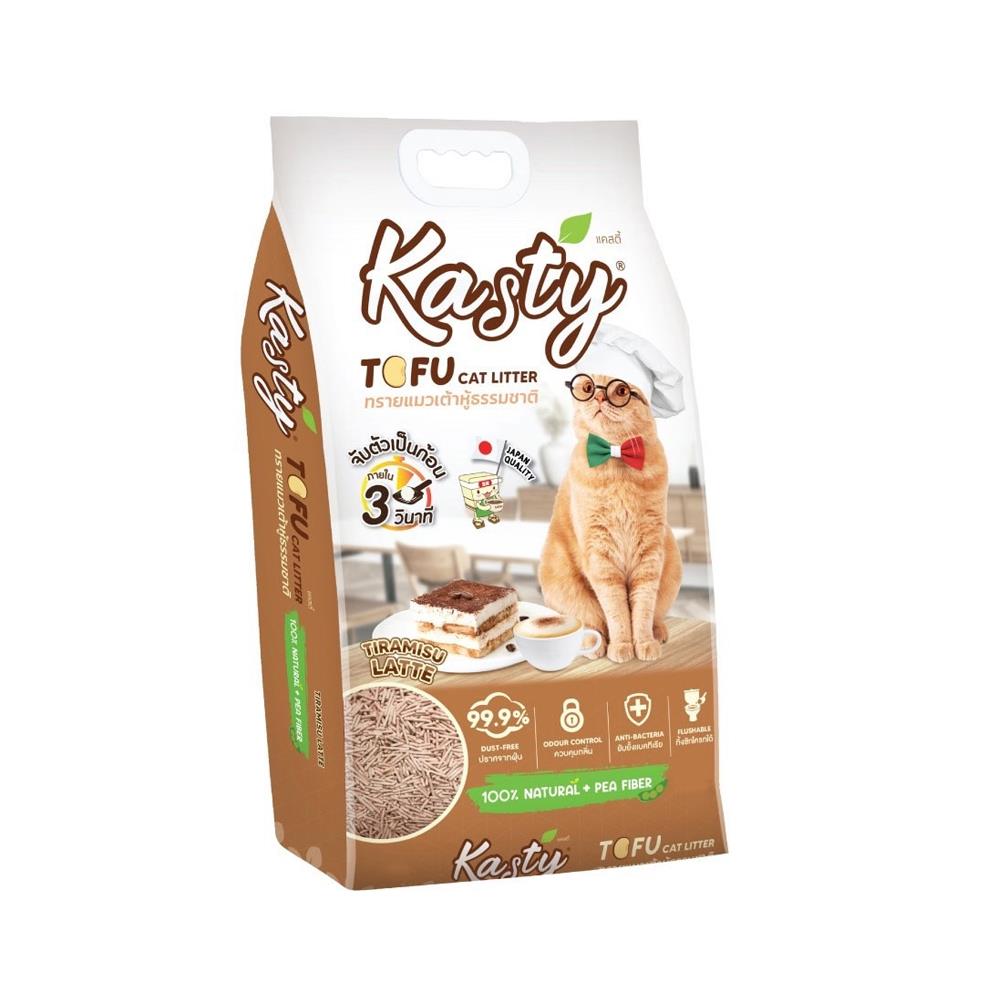 ทรายแมวเต้าหู้ KASTY TOFU CAT LITTER กลิ่นทีรามิสุ ลาเต้ 6 ลิตร