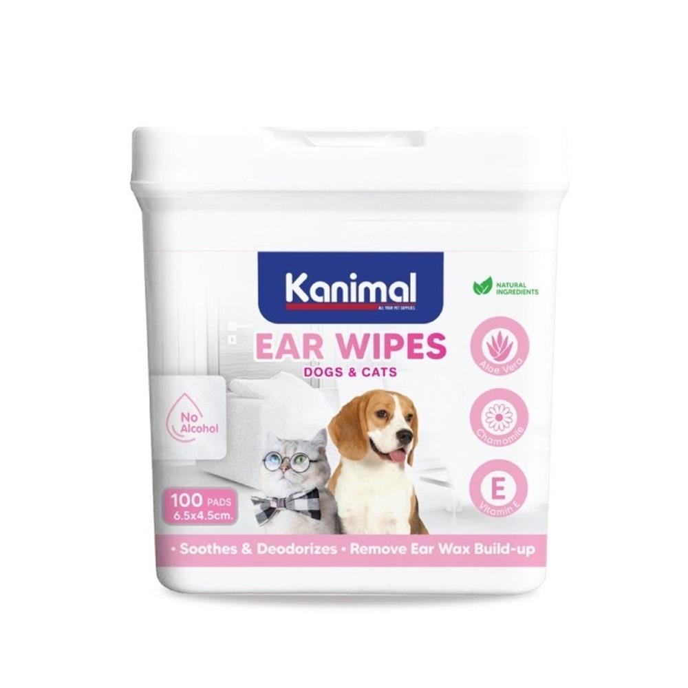 ผ้าเปียกเช็ดหูสัตว์เลี้ยง KANIMAL 100 แผ่น