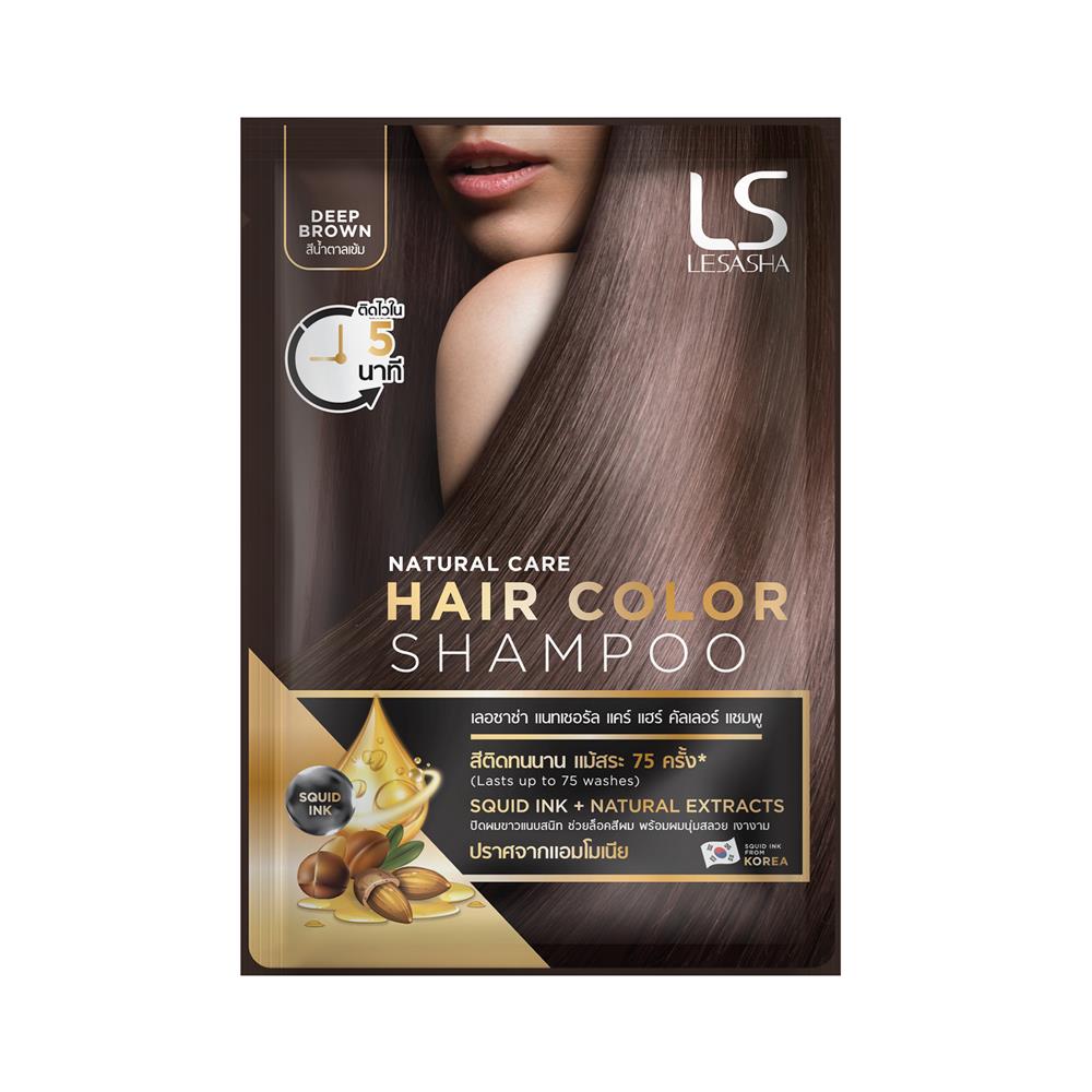 แชมพูเปลี่ยนสีผม LESHASA NATURAL CARE สีน้ำตาลเข้ม