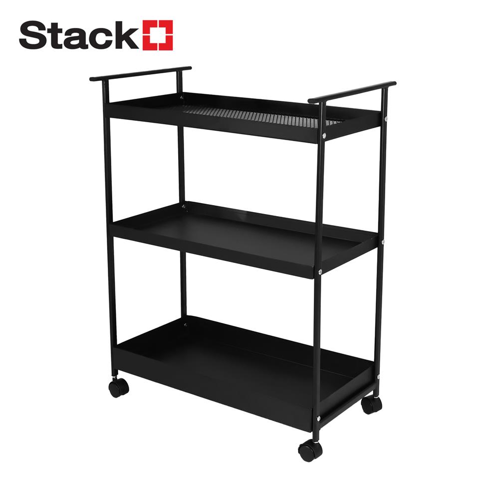 ชั้นวางของ 3 ชั้น มีล้อ STACKO NEAT 61.1x30.2x81 ซม. สีดำ
