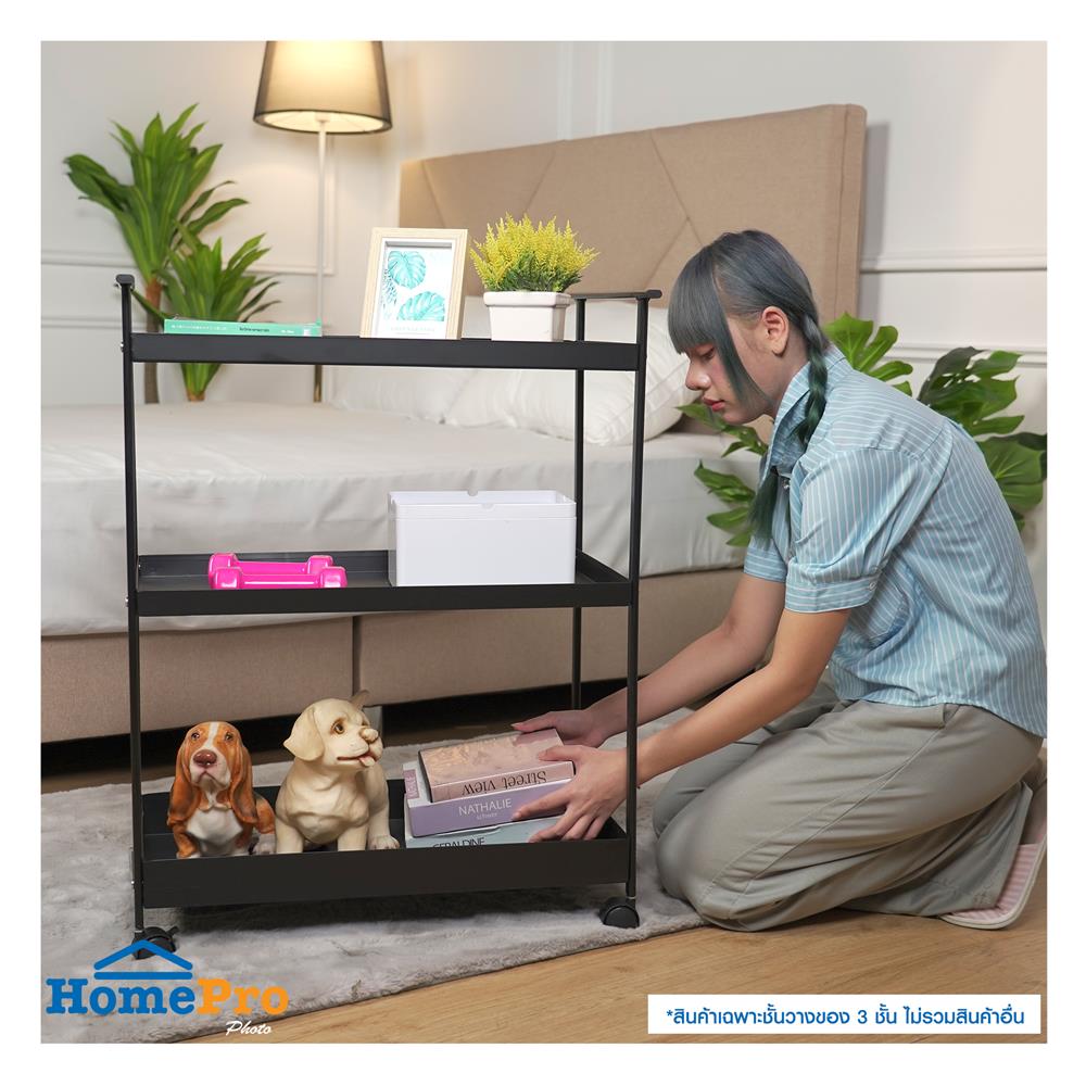 ชั้นวางของ 3 ชั้น มีล้อ STACKO NEAT 61.1x30.2x81 ซม. สีดำ