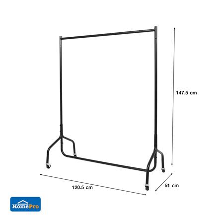 ราวแขวนผ้าราวเดี่ยว PLIM EVE 120.5 ซม. สีดำ_7