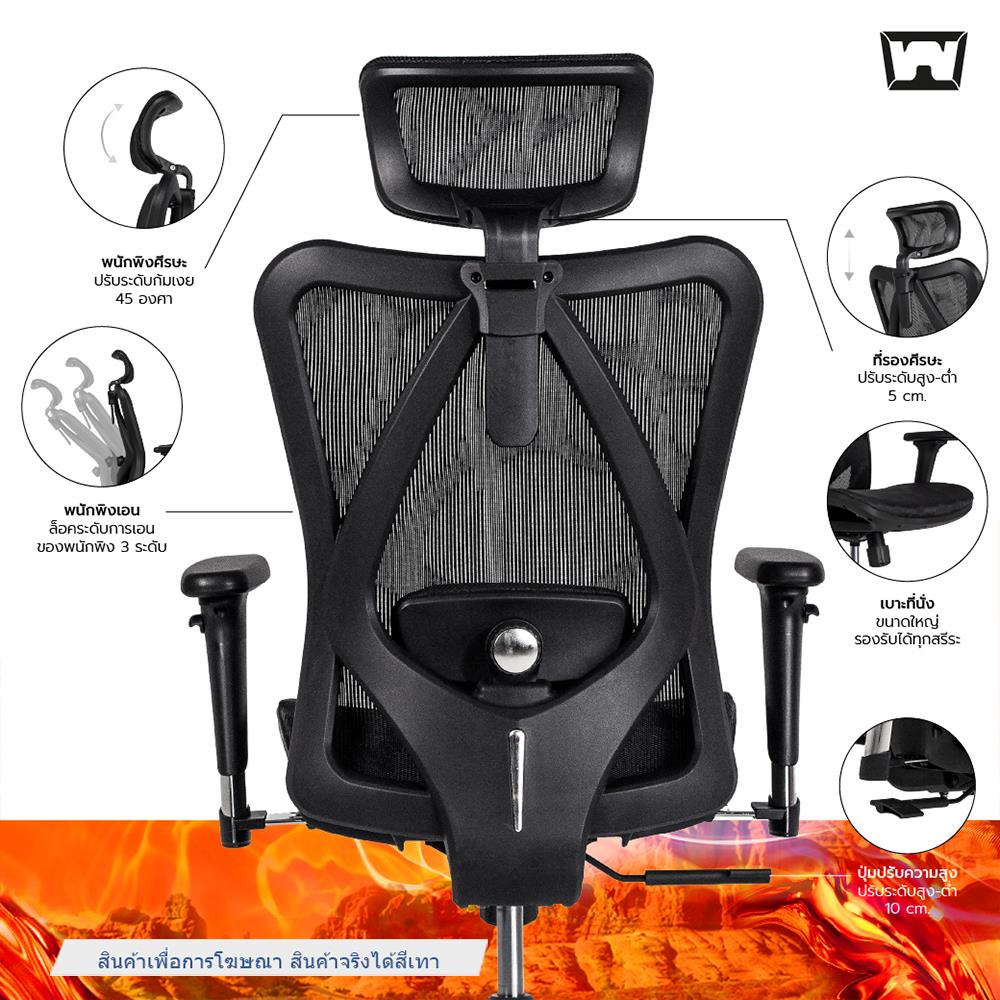 เก้าอี้สุขภาพ WORK STATION MODEL-M NYLON สีเทา