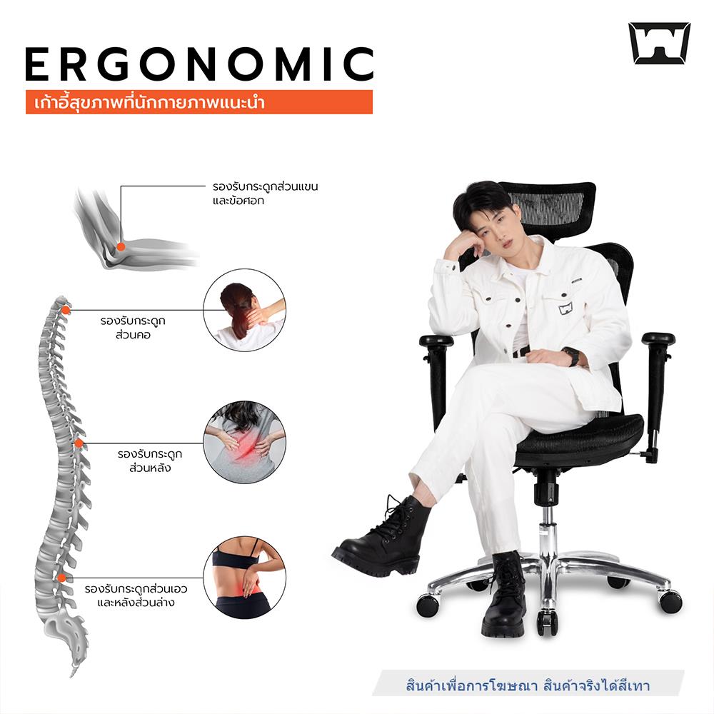 เก้าอี้สุขภาพ WORK STATION MODEL-M NYLON สีเทา