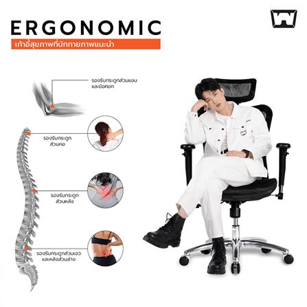 เก้าอี้สุขภาพ WORK STATION MODEL-M F029 FOAM สีดำ_7
