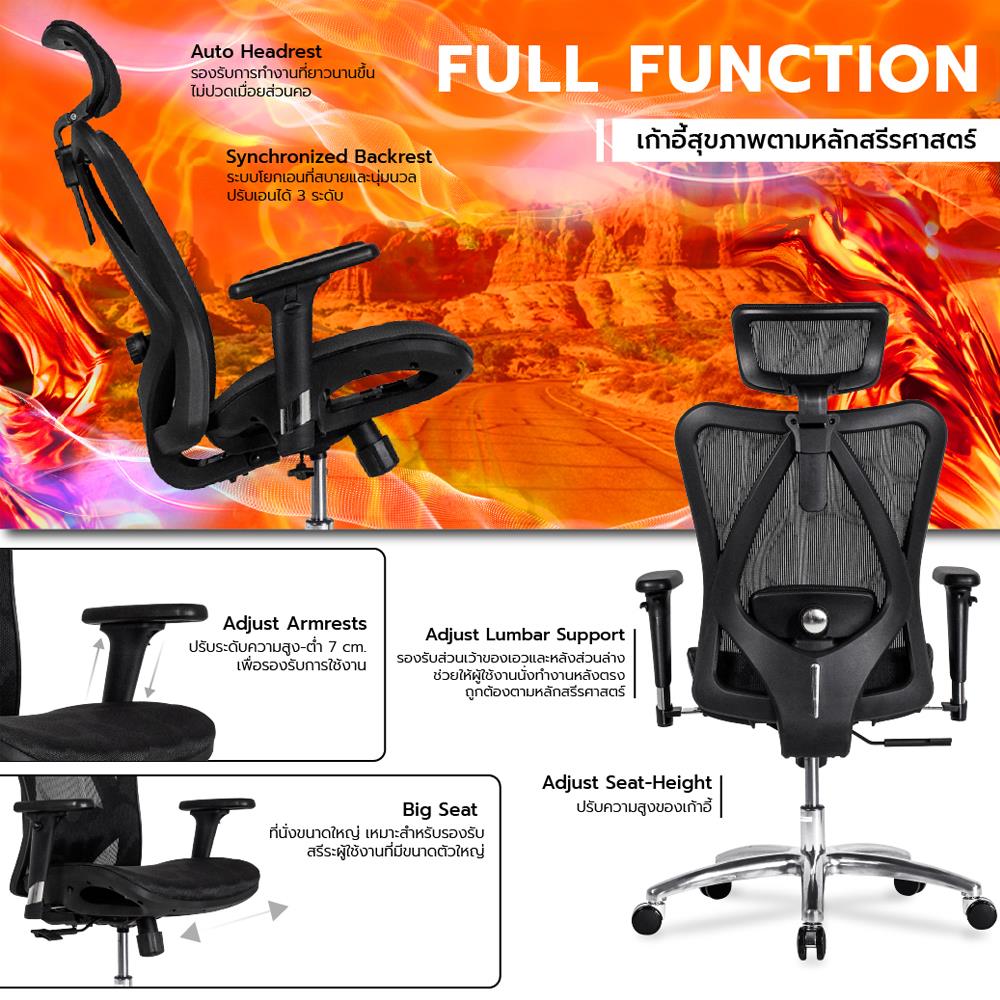 เก้าอี้สุขภาพ WORK STATION MODEL-M NYLON สีดำ