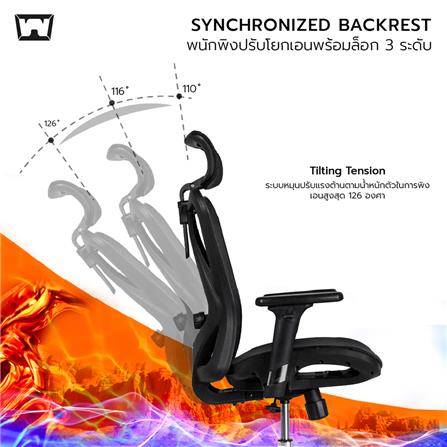 เก้าอี้สุขภาพ WORK STATION MODEL-M NYLON สีดำ_4