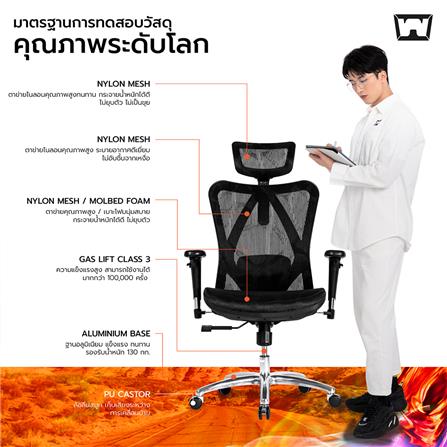 เก้าอี้สุขภาพ WORK STATION MODEL-M NYLON สีดำ_5