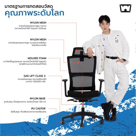 เก้าอี้สุขภาพ WORK STATION MODEL-T NYLON สีเทา_6