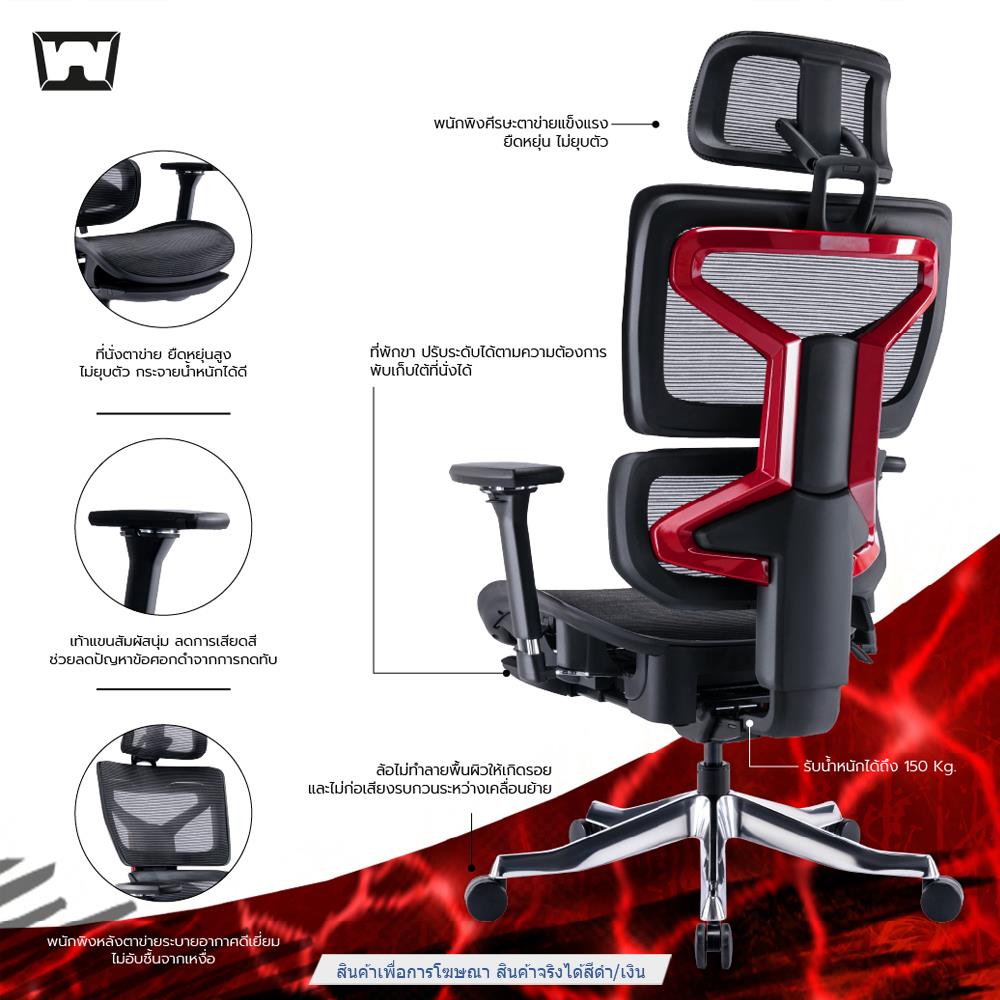 เก้าอี้สุขภาพ WORK STATION MODEL-S สีดำ/เงิน