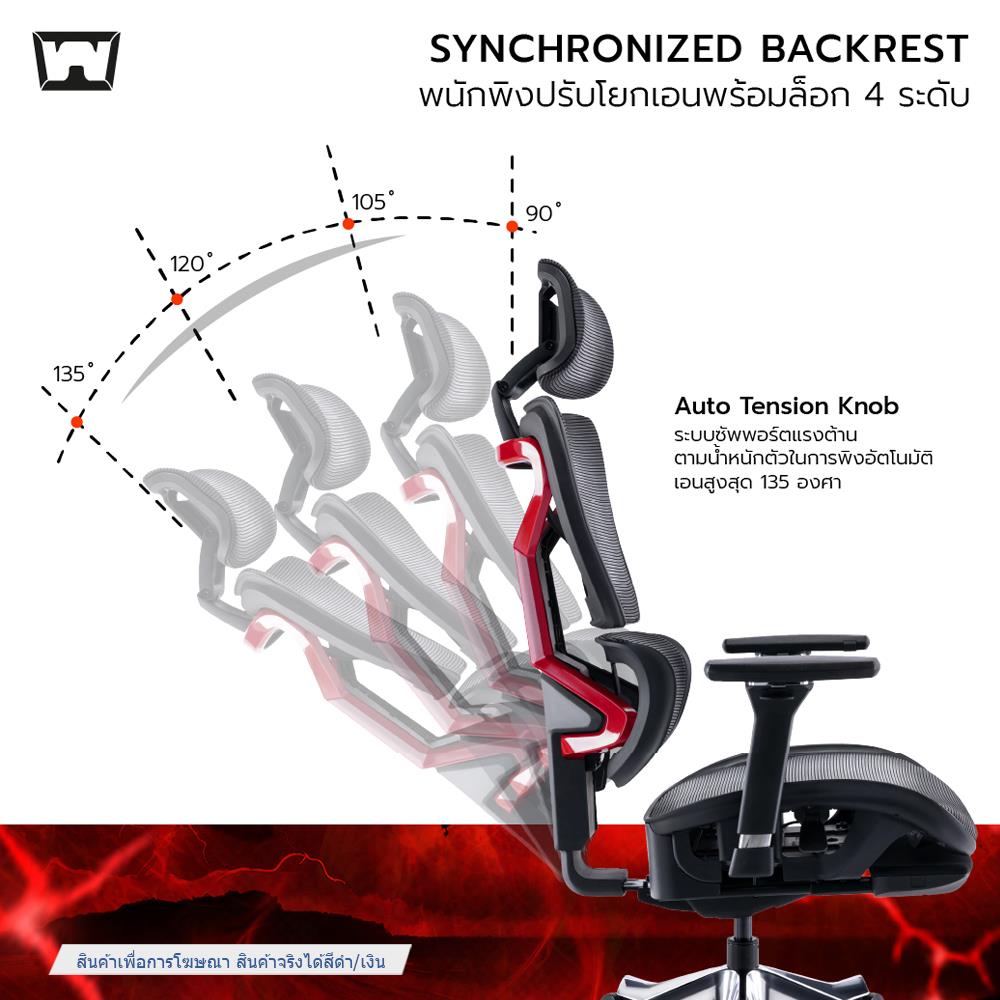 เก้าอี้สุขภาพ WORK STATION MODEL-S สีดำ/เงิน