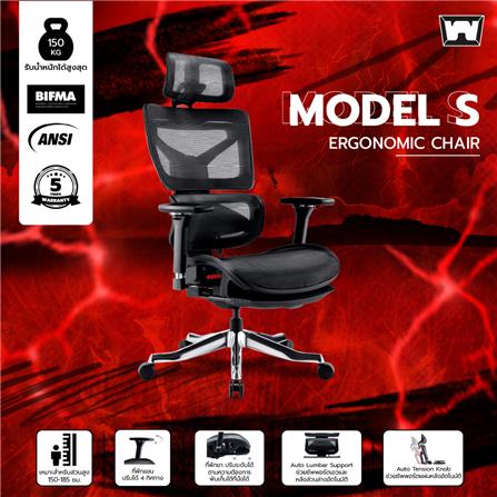 เก้าอี้สุขภาพ WORK STATION MODEL-S สีดำ/เงิน_2